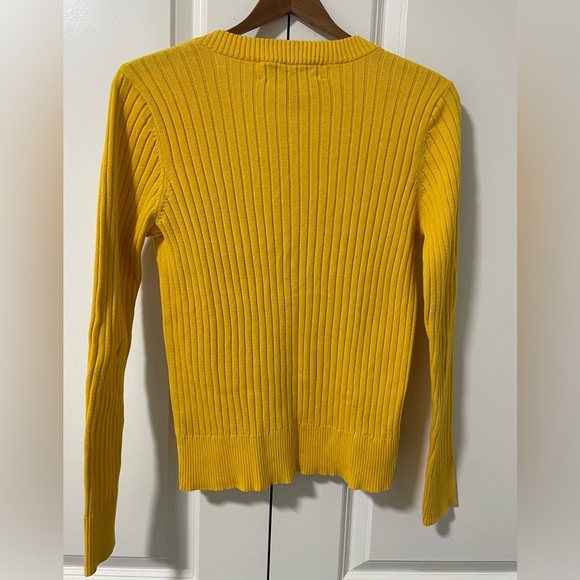 #208- RALPH LAUREN-Yellow knit ribbed , long sleeve , Henley - Picture 2 of 4